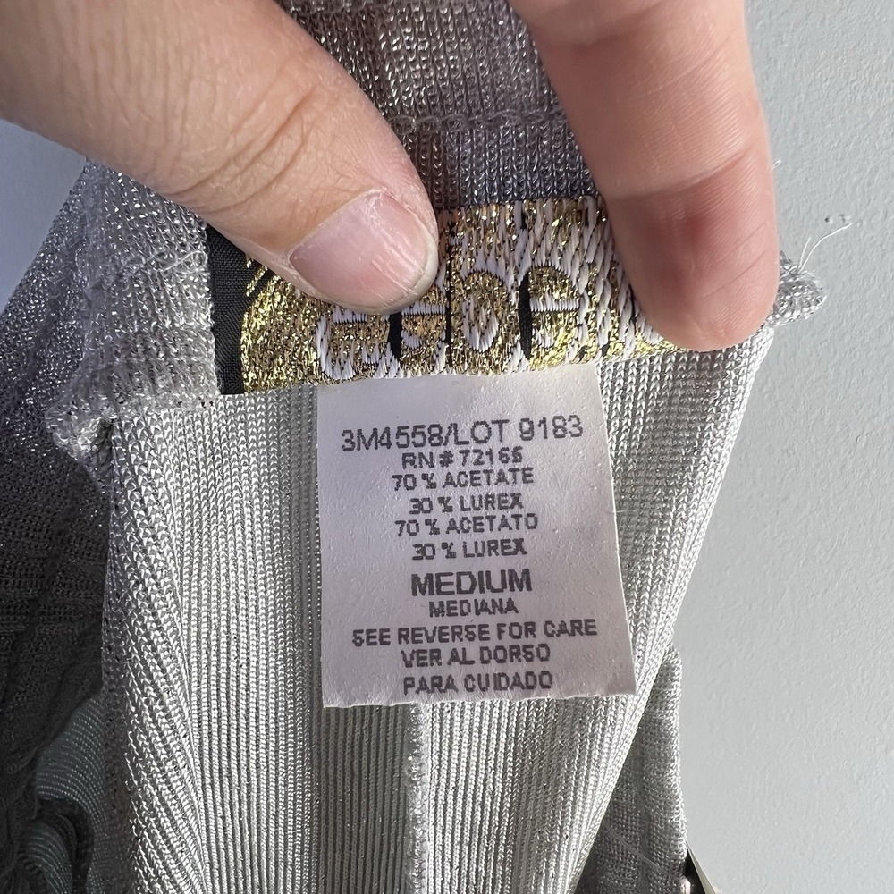 Gepetto Womens Sz Medium Silver Metallic Palazzo Pants Party Retro Vintage Glam - Picture 15 of 16